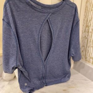 Lululemon,blue, keyhole back, crop short sleeve